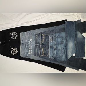 7 Jeans, for $150, blue and black, brands: Guess and bebe, size 27, straight cut